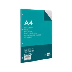 Recambio Liderpapel A4 100 hojas 100g/m2 horizontal con doble margen 4 taladros