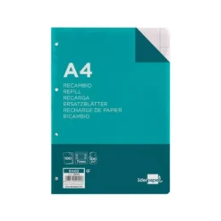 Recambio Liderpapel A4 100 hojas 100g/m2 horizontal con doble margen 4 taladros