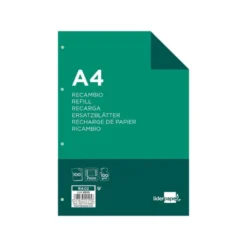 Recambio Liderpapel A4 100 hojas 100g/m2 horizontal con doble margen 4 taladros
