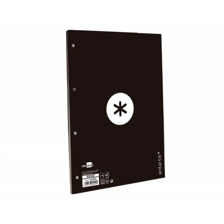 RECAMBIO LIDERPAPEL ANTARTIK DIN A4 4 TALADROS 90G/M2 CUADRO 5 MM 80 HOJAS 1 BANDA MARCO COLOR NEGRO
