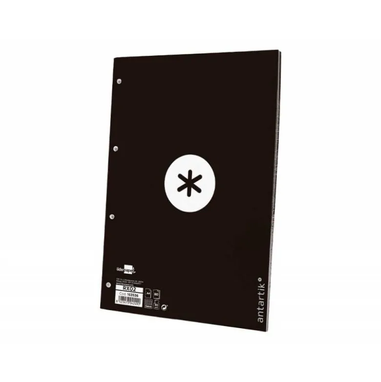 RECAMBIO LIDERPAPEL ANTARTIK DIN A4 4 TALADROS 90G/M2 CUADRO 5 MM 80 HOJAS 1 BANDA MARCO COLOR NEGRO