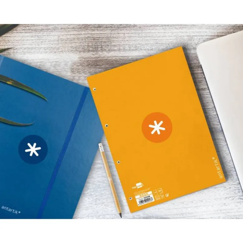 RECAMBIO LIDERPAPEL ANTARTIK DIN A4 4 TALADROS 90G/M2 CUADRO 5 MM 80 HOJAS 1 BANDA MARCO COLOR MOSTAZA
