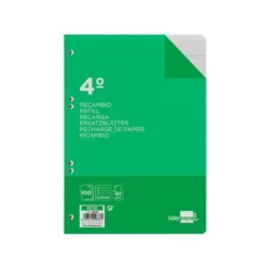 Recambio Liderpapel Cuarto 6 taladros 60 gr pautado 3.5 mm