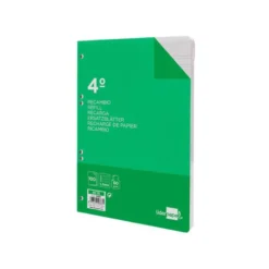 Recambio Liderpapel Cuarto 6 taladros 60 gr pautado 3.5 mm