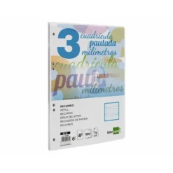 Recambio Liderpapel cuarto 6 taladros 70 gr cuadriculado pautado 3 mm
