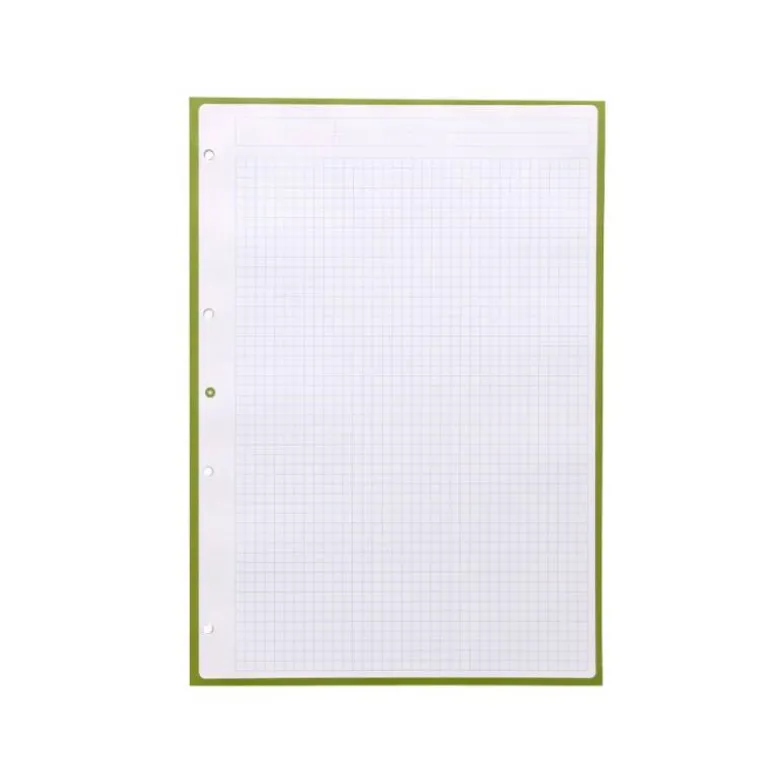RECAMBIO LIDERPAPEL DIN A4 ANTARTIK 80 HOJAS 90G/M2 CUADRO 5MM 4 TALADROS 1 BANDA CON MARCO COLOR VERDE