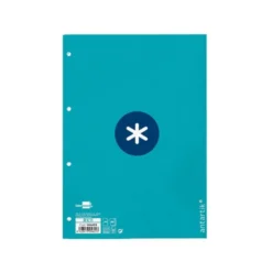 RECAMBIO LIDERPAPEL DIN A4 ANTARTIK 80 HOJAS 90G/M2 CUADRO 5MM 4 TALADROS 1 BANDA CON MARCO COLOR TURQUESA