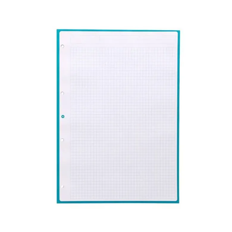RECAMBIO LIDERPAPEL DIN A4 ANTARTIK 80 HOJAS 90G/M2 CUADRO 5MM 4 TALADROS 1 BANDA CON MARCO COLOR TURQUESA