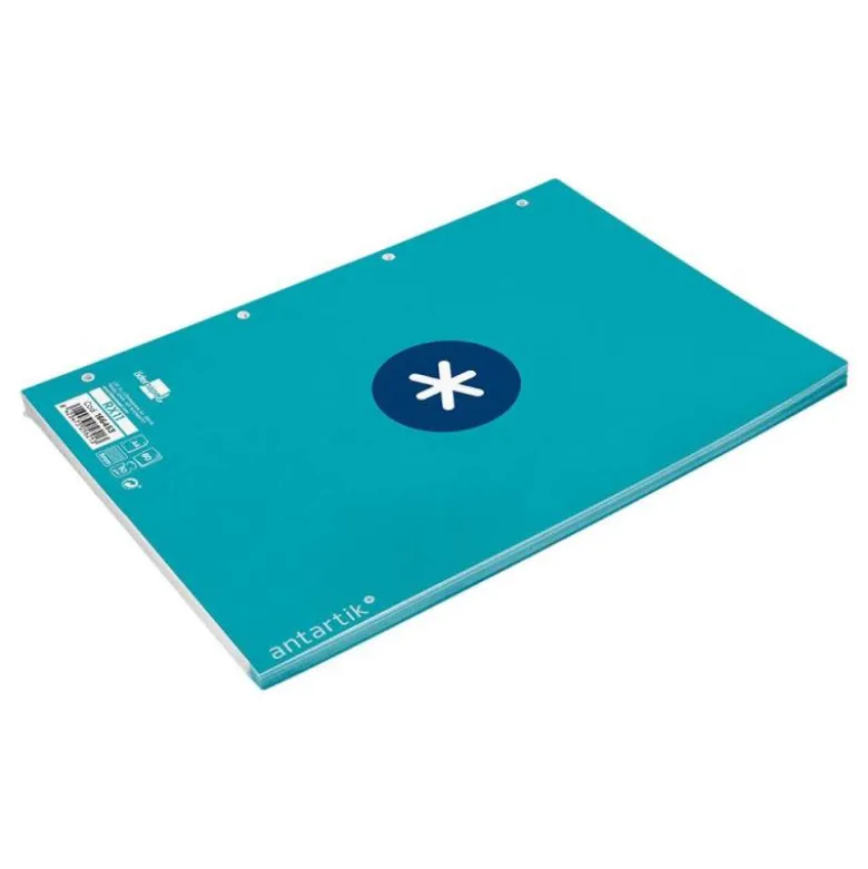 RECAMBIO LIDERPAPEL DIN A4 ANTARTIK 80 HOJAS 90G/M2 CUADRO 5MM 4 TALADROS 1 BANDA CON MARCO COLOR TURQUESA