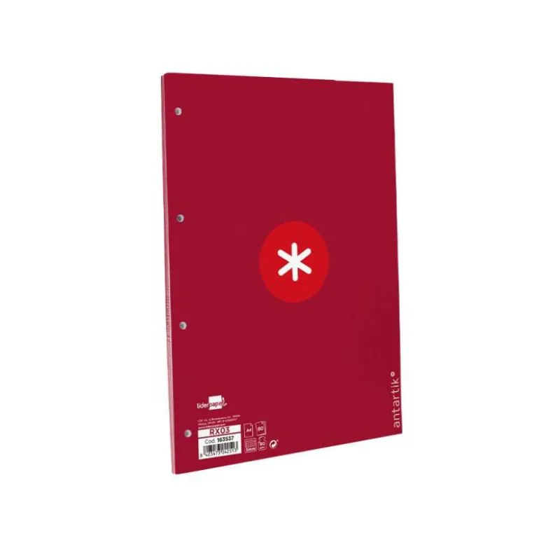 RECAMBIO LIDERPAPEL DIN A4 ANTARTIK 80 HOJAS 90G/M2 CUADRO 5 MM 4 TALADROS 1 BANDA MARCO COLOR FRAMBUESA