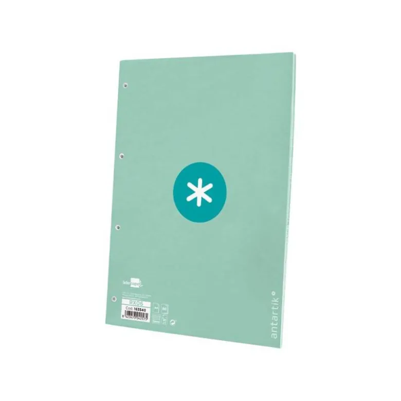 RECAMBIO LIDERPAPEL DIN A4 ANTARTIK 80 HOJAS 90G/M2 CUADRO 5 MM 4 TALADROS 1 BANDA MARCO COLOR MENTA
