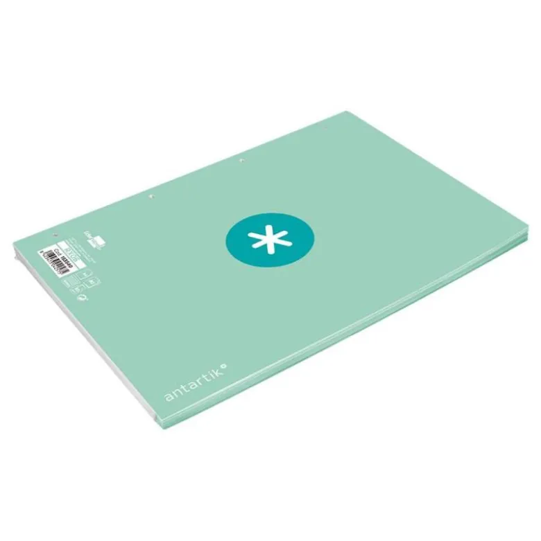 RECAMBIO LIDERPAPEL DIN A4 ANTARTIK 80 HOJAS 90G/M2 CUADRO 5 MM 4 TALADROS 1 BANDA MARCO COLOR MENTA