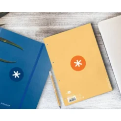 RECAMBIO LIDERPAPEL DIN A4 ANTARTIK 80 HOJAS 90G/M2 CUADRO 5MM 4 TALADROS 1 BANDA CON MARCO COLOR AMARILLO