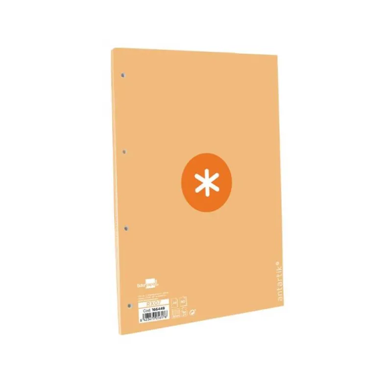 RECAMBIO LIDERPAPEL DIN A4 ANTARTIK 80 HOJAS 90G/M2 CUADRO 5MM 4 TALADROS 1 BANDA CON MARCO COLOR AMARILLO