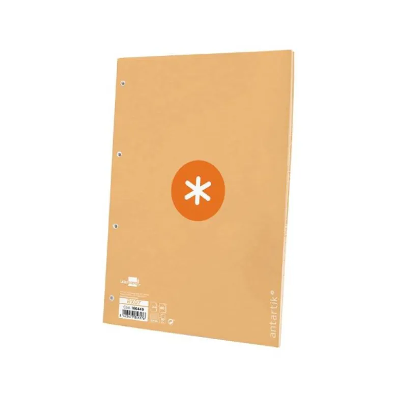 RECAMBIO LIDERPAPEL DIN A4 ANTARTIK 80 HOJAS 90G/M2 CUADRO 5MM 4 TALADROS 1 BANDA CON MARCO COLOR AMARILLO