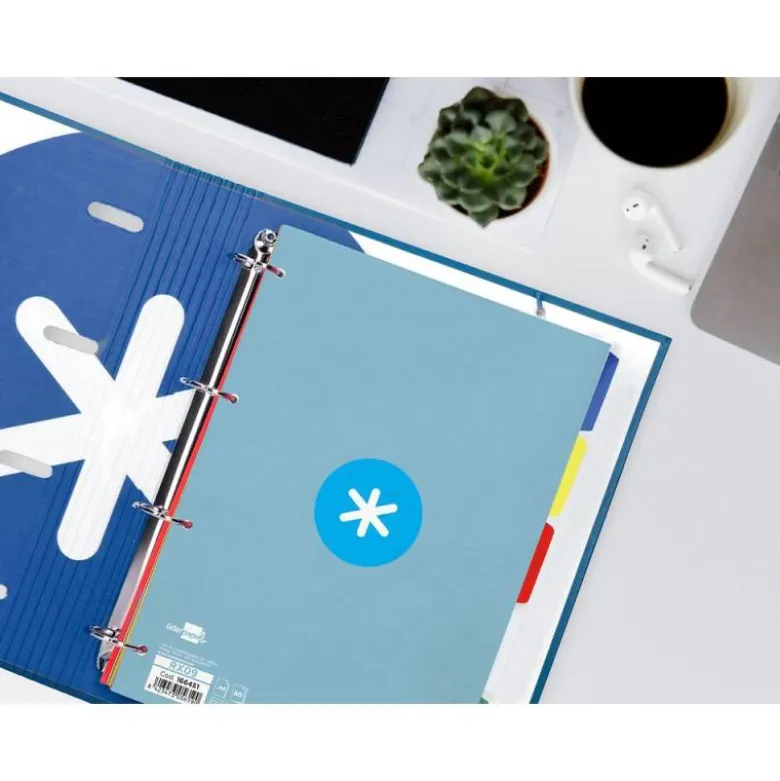 RECAMBIO LIDERPAPEL DIN A4 ANTARTIK 80 HOJAS 90G/M2 CUADRO 5MM 4 TALADROS 1 BANDA CON MARCO COLOR CELESTE