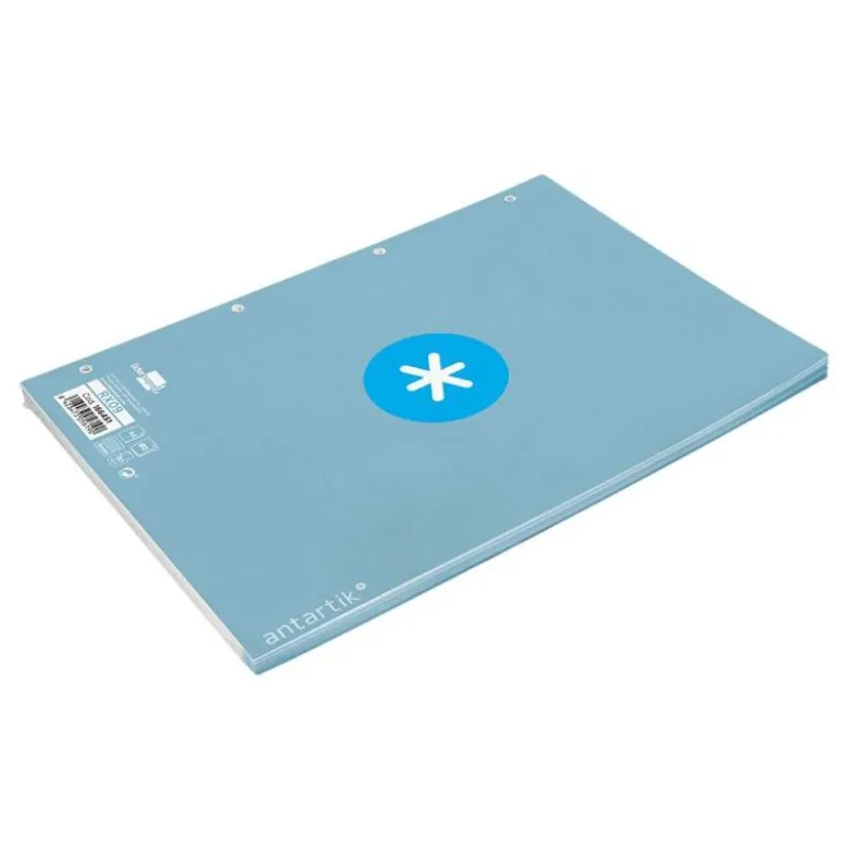 RECAMBIO LIDERPAPEL DIN A4 ANTARTIK 80 HOJAS 90G/M2 CUADRO 5MM 4 TALADROS 1 BANDA CON MARCO COLOR CELESTE