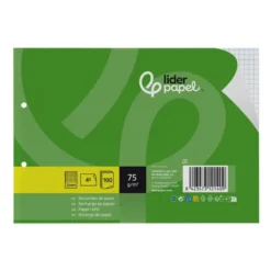 RECAMBIO LIDERPAPEL DIN A5 APAISADO 100 HOJAS 75 GR CUADRO 3 MM 2 TALADROS CON MARGEN