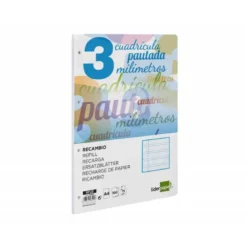 Recambio Liderpapel DIN A4 80g cuadriculado pautado 3 mm
