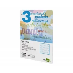 Recambio Liderpapel DIN A4 80g cuadriculado pautado 3 mm