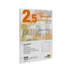 Recambio Liderpapel DIN A4 80 gr cuadricula pautada 2,5 mm