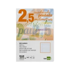 Recambio Liderpapel DIN A4 80 gr cuadricula pautada 2,5 mm
