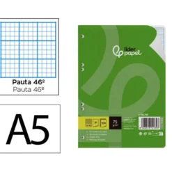 RECAMBIO LIDERPAPEL DIN A5 100 HOJAS 75 GR RAYADO N 46 6 TALADROS