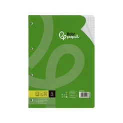 RECAMBIO LIDERPAPEL DIN A4 100 HOJAS 75 GR CUADRO 8 MM CON MARGEN 4 TALADROS