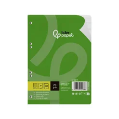 RECAMBIO LIDERPAPEL DIN A5 100 HOJAS 75 GR PAUTA 5 2.5MM CON MARGEN 6 TALADROS