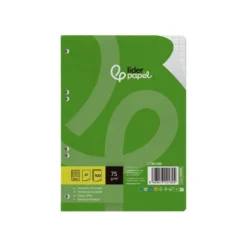 RECAMBIO LIDERPAPEL DIN A5 100 HOJAS 75 GR CUADRO 8MM CON MARGEN 6 TALADROS