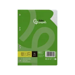RECAMBIO LIDERPAPEL DIN A5 100 HOJAS 75 GR CUADRO 4MM CON MARGEN 6 TALADROS