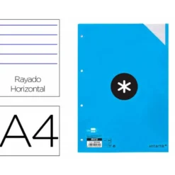 RECAMBIO LIDERPAPEL DIN A4 100 HOJAS 100G/M2 RAYADO HORIZONTAL 4 TALADROS BANDAS DE 5 COLORES ANTARTIK