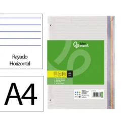 Recambio Liderpapel DIN A4 4 taladros 80gr rayado horizontal