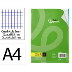 Recambio Liderpapel DIN A4 4 taladros 80gr cuadrícula 5mm