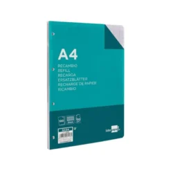 Recambio Liderpapel din A4 4 taladros 100 gr cuadrícula 2mm
