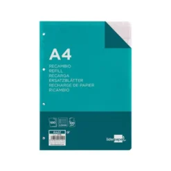 Recambio Liderpapel Din A4 4 taladros 100 gr pauta 2.5 mm