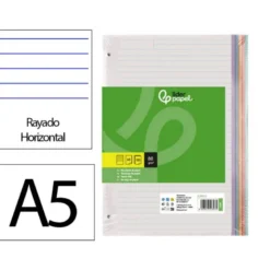Recambio Liderpapel DIN A5 6 taladros 70gr rayado horizontal