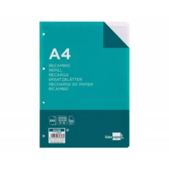 Recambio Liderpapel Din A4 4 taladros 100 gr rayado Nº 46