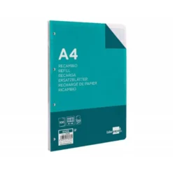 Recambio Liderpapel Din A4 4 taladros 100 gr rayado Nº 46