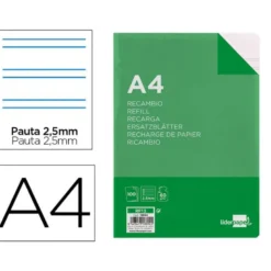 Recambio Liderpapel Folio 16 taladros 60gr pauta 2,5 mm