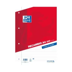 Recambio Oxfod DIN A4 4 taladros 90 gr cuadrícula 4mm