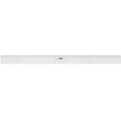 Regla de plastico M+R 40 cm transparente con borde biselado y graduacion