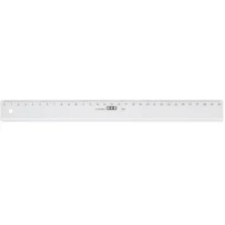 Regla de plastico M+R transparente de 30 cm. Borde biselado