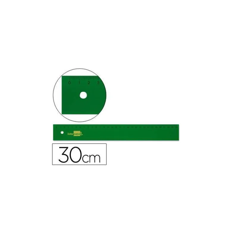 Regla liderpapel 30 cm acrilico verde.