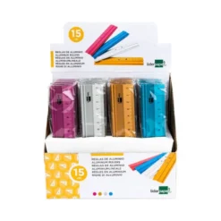 REGLA LIDERPAPEL 15 CM ALUMINIO COLORES SURTIDOS