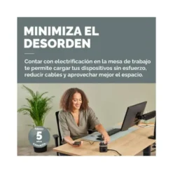 REGLETA FELLOWES CUBO MULTIENCHUFES 3 TOMAS CORRIENTE + 2XUSB C + A USB A COLOR NEGRO