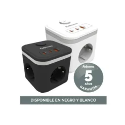 REGLETA FELLOWES CUBO MULTIENCHUFES 3 TOMAS CORRIENTE + 2XUSB C + A USB A COLOR NEGRO