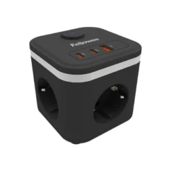 REGLETA FELLOWES CUBO MULTIENCHUFES 3 TOMAS CORRIENTE + 2XUSB C + A USB A COLOR NEGRO