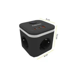 REGLETA FELLOWES CUBO MULTIENCHUFES 3 TOMAS CORRIENTE + 2XUSB C + A USB A COLOR NEGRO