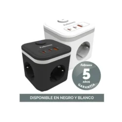 REGLETA FELLOWES CUBO MULTIENCHUFES 3 TOMAS CORRIENTE + 2XUSB C + A USB A COLOR BLANCO
